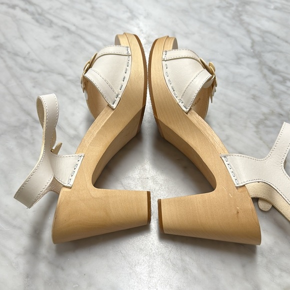 Anthropologie | Swedish Hasbeens White Flower Leather Clog Sandal Size 39 - Picture 8 of 15